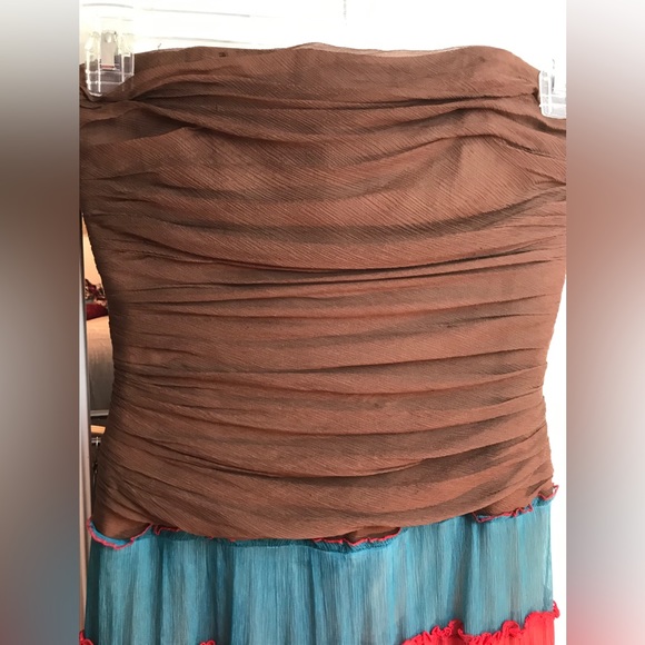 BCBGMAXAZRIA Festival Hobo Silk Maxi Floral Multi-layer Crinkle Dress Size 4 - Picture 3 of 15